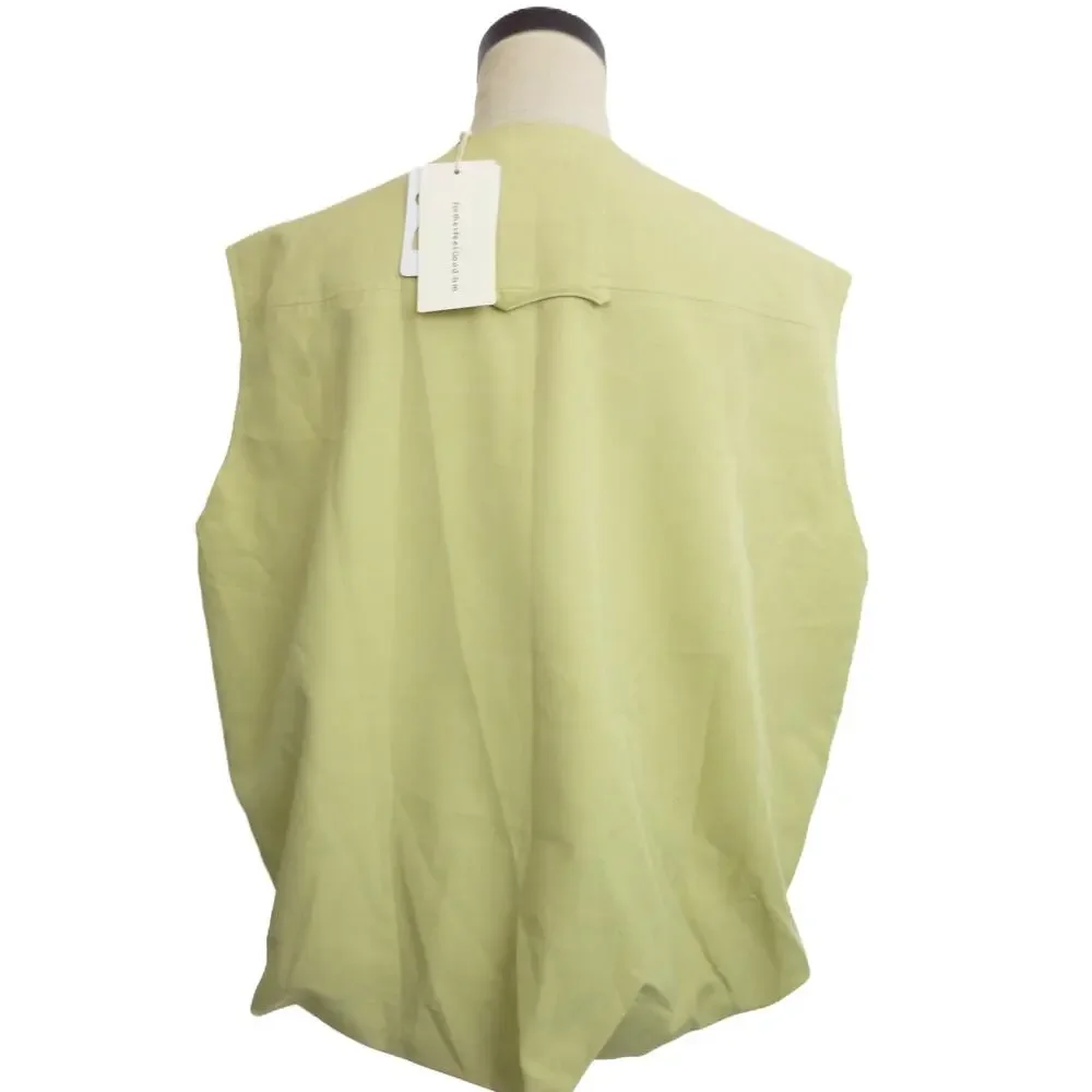 NWT Commense Womens XS Vest Pale Green Boxy Zippered Cargo High Low Bubble Hem